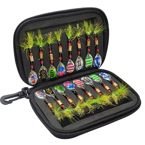 16pcs High-Quality Fishing Spinnerbait Set - Realistic Artificial Lures, Suitable For Freshwater And Saltwater, Durable Metal Bait, Ideal For Experienced Anglers