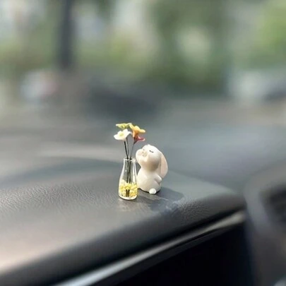 Super Cute Mini Daisy And Rabbit Designed Car Center Console Decorations, Car Window/Computer Desk Decorative Ornaments, Car/Home Interior Decor Accessories