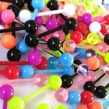 10/20/30pcs Fashionable UV Acrylic Flexible Tongue Rings, Body Piercing Jewelry - Multicolor - View 6