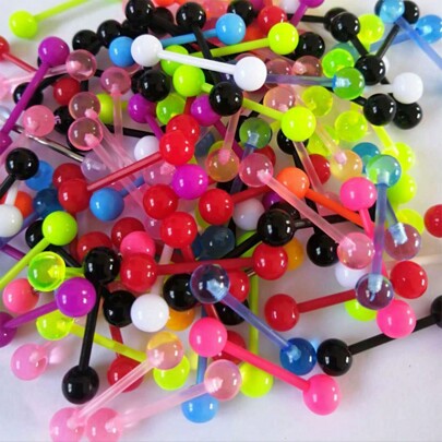 10/20/30 Stücke modische UV Acryl flexible Zungenpiercings, Körperschmuck