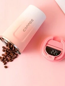 Termo Coffee inteligente Vaso Térmico Acero Inoxidable con pantalla que indica la temperatura de la bebida  botella de agua aislada al vacío frascos inteligentes taza de café de viaje - Rosa - Ver 3