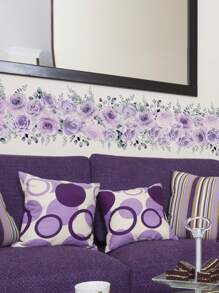 1set/2pcs Green Plant & Flowers Pattern Border Sticker For Home Decoration, Stickers, Wall Decal, Vinyl Decal For Home Decorations, Spring Decoration Items Refresh Your Home, Festival Decoration Stickers Gifts Birthday Graduation