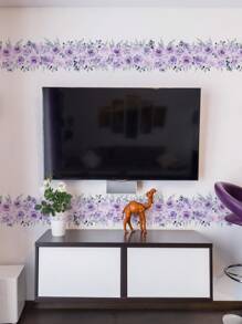 1set/2pcs Green Plant & Flowers Pattern Border Sticker For Home Decoration, Stickers, Wall Decal, Vinyl Decal For Home Decorations, Spring Decoration Items Refresh Your Home, Festival Decoration Stickers Gifts Birthday Graduation