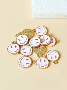 20pcs Mixed Color Zinc Alloy Emoticon Design Bead For Diy Necklace, Bracelet Making