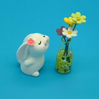 Supersöt Mini Daisy och kanin designade bilcenter konsoldekorationer, bilfönster/datorskrivbord dekorativa prydnader, bil/heminredningstillbehör