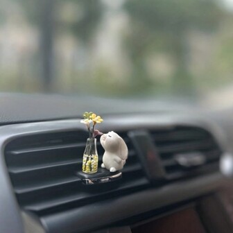 Supersöt Mini Daisy och kanin designade bilcenter konsoldekorationer, bilfönster/datorskrivbord dekorativa prydnader, bil/heminredningstillbehör