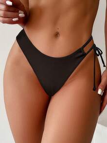 Swmmer Liket Women Solid Color Simple Tie-Up Bottom Swimwear - Màu nâu  Mocha - Xem 5