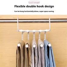 Multifunctional Pants Rack 1-Pack Pants Rack For Hanging Pants, 5-In-1 Adjustable Pants Rack Towel Rack Wardrobe Storage Stainless Steel Wardrobe Magic Pants Hanger To Save Space (Black) - Multicolor - View 5