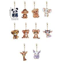 10 Stück Cartoon Tier geformter Diamant-Malerei Schlüsselanhänger Set - DIY Diamant Mosaik Rucksack Schlüsselanhänger - Bastelgeschenke für Weihnachten, Halloween, Geburtstagsfeiern