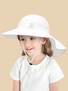 1 conjunto Chapéu de Sol para Bebê, Crianças, Meninos, Meninas, Chapéus de Praia de Aba Larga com Óculos de Sol e Chapéus Simples com Proteção para o Pescoço