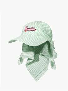 1pc Unisex Quick-Drying Plaid Cap With Letter Embroidery Patch, Sun Hat With Neck Protection, Suitable For Outdoor Activities Like Climbing, Cycling, Casual Wear, Beach Vacation, Everyday Use. - Multicolor - View 9