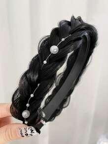 Elegant Bohemian Style Braided Wig Headband, Non-Slip Teeth Design, Hair Accessory For Girl