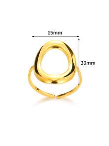 Anillos de acero inoxidable simples geométricos de moda vintage finos y ajustables abiertos para mujeres, joyería de bodas, regalos nuevos y modernos - Amarillo Oro - Ver 15