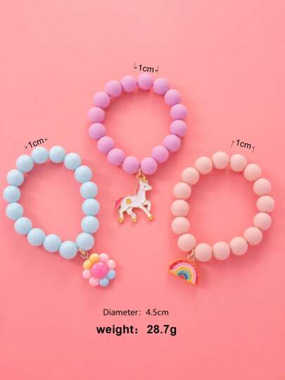 cái/bộ Vòng Tay Đính Hạt Charm Cầu Vồng Cho Bé Gái