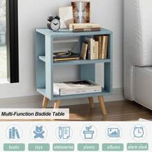 Bedside Table, Modern Open Storage Side Table, Double-Tier Nightstand, Suitable For Small Spaces, Living Rooms, And Bedrooms. - Blue - View 4