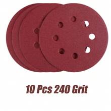 10pcs/160pcs 5-Inch Sanding Disc Hook And Loop Backing Sanding Pad Sandpaper Plate 8-Hole Red Sanding Disc With Coarse To Medium Grits, Suitable For 40/80/100/120/150/180/240/320/400/600 Grit Power Sanding Discs, 5 Inch 8 Hole Round Sanding Disc Tools