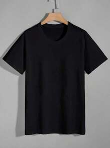 MURAMASA Camiseta Suelta Para Hombres Con Impresión De Lema Y Mariposa - Negro - Ver 3