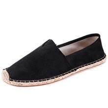 Mocassins pour hommes, chaussures en canevas à semelle en corde, chaussures de loisirs décontractées à enfiler, chaussures plates en canevas; chaussures en tissu respirant tissé pour femmes, chaussures de pêcheur en paille antidérapantes pour hommes et femmes, chaussures à semelle en lin brodé pour couples; chaussures de pêcheur blanches pour hommes, mocassins noirs, mocassins blancs, chaussures vert militaire, mocassins bleus (boîte de pointe étroite, pied large recommandé pour augmenter la taille. La semelle en corde a à être rigide, faite à la main avec un artisanat grossier)