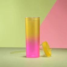 1入組473ml/16oz漸變色吸管水瓶，簡單可愛的夏季戶外飲品器皿 - 彩色 - 查看 5
