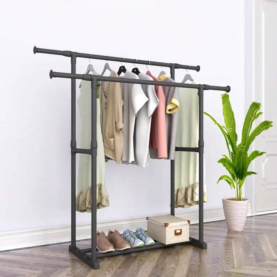 Perchero Rack Organizador Doble Closet Estantes Para Ropa,Rack Armable Ropa Organizador Closet Hogar Guardaro Ganchos - Multicolor - Ver 1