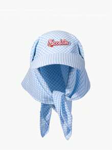 1pc Unisex Quick-Drying Plaid Cap With Letter Embroidery Patch, Sun Hat With Neck Protection, Suitable For Outdoor Activities Like Climbing, Cycling, Casual Wear, Beach Vacation, Everyday Use. - Multicolor - View 7