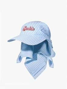 1pc Unisex Quick-Drying Plaid Cap With Letter Embroidery Patch, Sun Hat With Neck Protection, Suitable For Outdoor Activities Like Climbing, Cycling, Casual Wear, Beach Vacation, Everyday Use. - Multicolor - View 8