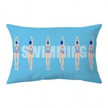 1pc Light Blue Short Plush Printed Pillowcase, Swimming Blue Background Printed Pillowcase, Home Room Decor, Office Decor, Living Room Sofa Decoration (Pillow Core Not Included)
