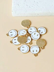 20pcs Mixed Color Zinc Alloy Emoticon Design Bead For Diy Necklace, Bracelet Making
