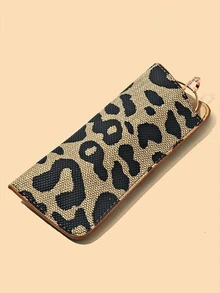 男女適用便攜式皮膚友好款蟒蛇/豹紋/黑白格子眼鏡收納袋，適用於日常生活、商務旅行和戶外使用，簡單時尚，適合太陽眼鏡、近視眼鏡和防風眼鏡收納 - 豹紋 - 查看 2