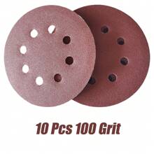 10pcs/160pcs 5-Inch Sanding Disc Hook And Loop Backing Sanding Pad Sandpaper Plate 8-Hole Red Sanding Disc With Coarse To Medium Grits, Suitable For 40/80/100/120/150/180/240/320/400/600 Grit Power Sanding Discs, 5 Inch 8 Hole Round Sanding Disc Tools