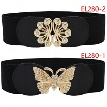 1 pezzo Cintura regolabile per vita grande per donna, fascia in vita elastica con decorazione di strass, elegante e versatile per estate, scuola, autunno, Ognissanti