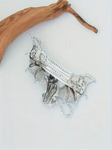 1 Kẹp Tóc Mèo Gothic Cổ Điển, Kẹp Lò Xo Hợp Kim, Phụ Kiện Tóc Updo Nửa Thanh Lịch, Thiết Kế Hình Thú Màu Trơn, Dành Cho Bướm Từ 14 Tuổi Trở Lên - bạc cổ - Xem 5