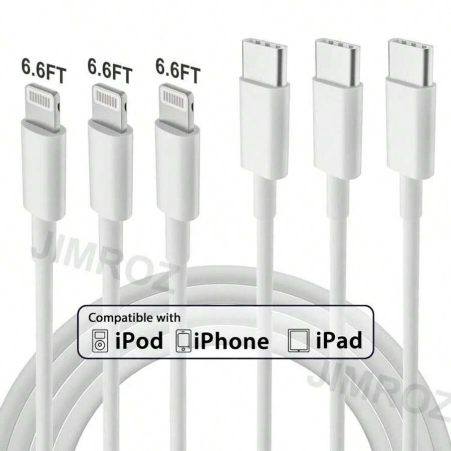 3入組20W 6.6英尺【Apple MFi認證】Type-C轉Lightning快速充電線，適用於Apple iPhone 14 13 12 11 Pro Max XR XS X 8 7 6 Plus SE、iPad Mini