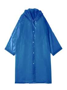 1pc Waterproof Raincoat Economical Simple Plain Color For Children Ideal For Rainy Times Elastic And Spacious - Navy Blue - View 4