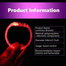 1pc/Pack Plastic Bracelet LED Glow Wristband For Concert Party Support, With Light Effects - Widened Luminous Bracelet - View 3