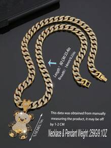 嘻哈大熊頭吊墜項鍊冰鎮頸部珠寶配鏈庞克嘻哈中性頸飾禮物 - 可愛小熊 - 查看 16