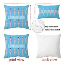 1pc Light Blue Short Plush Printed Pillowcase, Swimming Blue Background Printed Pillowcase, Home Room Decor, Office Decor, Living Room Sofa Decoration (Pillow Core Not Included)