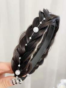 Elegant Bohemian Style Braided Wig Headband, Non-Slip Teeth Design, Hair Accessory For Girl