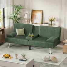 Rankok Futon Corduroy Fabric Upholstered Convertible Folding Recliner Sofa Bed - 綠色 - 查看 1
