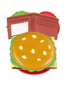 Billetera plegable con diseño en forma de hamburguesa para mujer, billetera y portacartas de diseñador para mujer, billetera pequeña, billetera linda