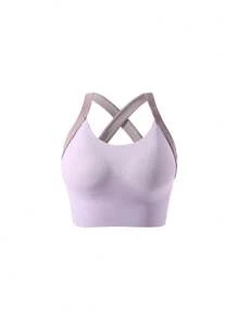 High Impact Sports Bra, Rear Clasp, Suitable For Intense Workout, Yoga, Fitness, Sports Bra - Purple - View 9