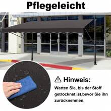 LILIIN Clamp Awning With Crank 200*120cm/250*120cm/300*120cm/350*120cm, Gray/Black, Aluminum Awning Balcony Awning Without Drilling, Adjustable, UV Protection, Sun Protection, Weatherproof - 黑色 - 查看 3