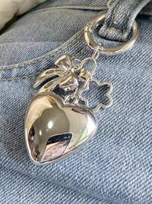 1pc Women's Y2K Style Heart & Bowknot Chain Pendant Retro Girlhood Keychain Bag Decoration Valentine's Day Valentines Gift Souvenir Car Accessories Bag Charm