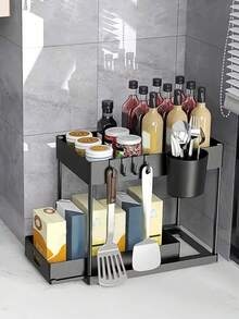 1 件厨房储物架，多功能浴室水槽下收纳架，水槽下推拉抽屉，滑动橱柜抽屉收纳架，用于日常用品、季节、零食、化妆品、书籍的储物架，适用于家庭、厨房、浴室、客厅、食品储存、储物、厨房收纳、厨房用品、房间装饰、家居装饰。 - 彩色 - 查看 4