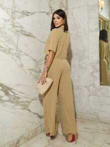 CONJUNTO FEMININO CALÇA SOCIAL E CAMISA COM BOTÃO CLASSIC CASUAL PREMIUM