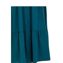 Vestido casual largo color verde jade con blusa camisera - Verde - Ver 3