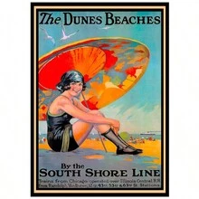 1 张无框海报大师复古旅行海报 - 复古沙丘海滩印刷品 - 南岸线条艺术 - 送给他、她、旅行情侣的礼物 - 适合家庭、办公室、卧室、海滨别墅的装饰 - 彩色 - 查看 1