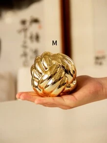 1 件线球形陶瓷装饰品创意奢华风格电镀工艺适合桌面、办公室、家居装饰最佳礼物 - 金色 - 查看 3