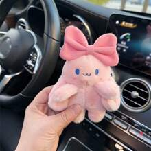 1入組汽車儀表板掛飾，有蝴蝶結、兔子玩偶和屏幕 - 粉色 - 查看 2