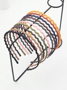 1 Juego (10 piezas) 0.5cm Diadema fina y esmerilada para niñas, accesorio de cabello con forma sólida ondulada y de unicolor para uso diario y para fijar el cabello facial de niños